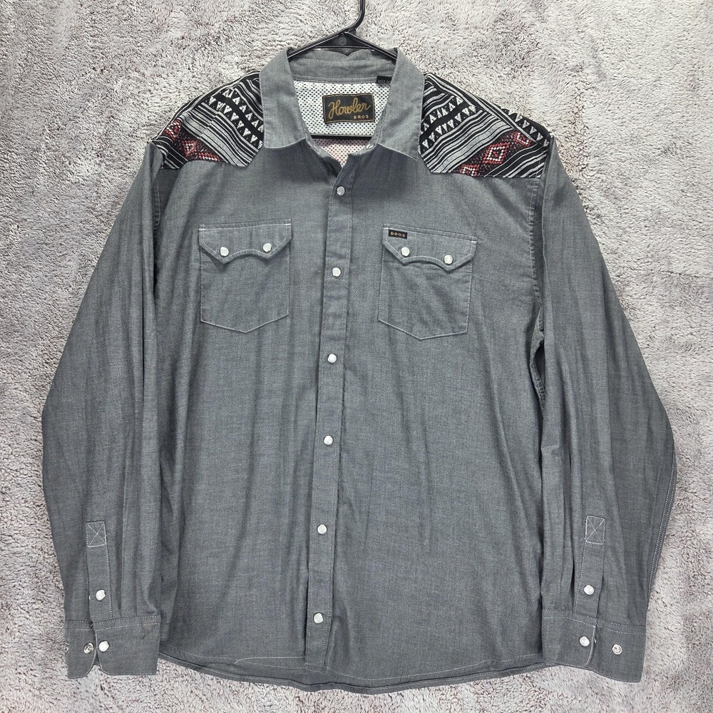 Howler Brothers Crosscut Deluxe Snapshirt Shaman Western Pearl Snap Mens M